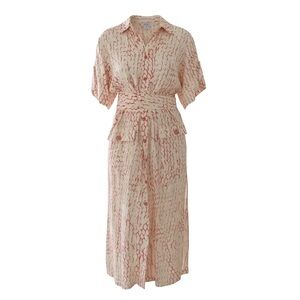 Chic Patterned Maxi Dress in Cream and Pink